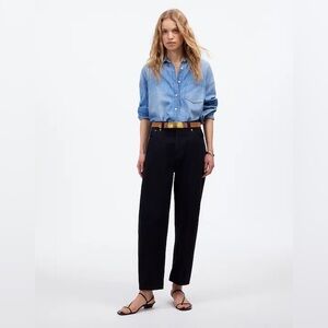 Madewell Arc Leg Jeans 27 Black Frost High Rise Curved Barrel Straight Denim
